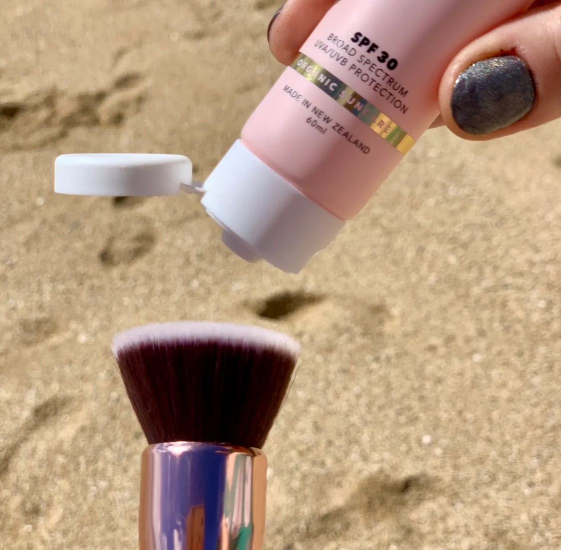 My Sunshine SPF Kabuki Brush application